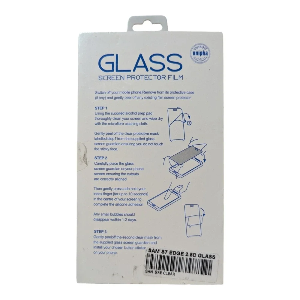 F6. 2-Pack Lot Unipha Tempered‎ Glass 9H Screen Protector Samsung Galaxy S7 Edge